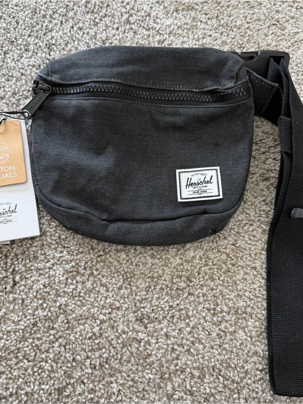 Herschel Supply Company Black Canvas Belt Bag with Front Zip